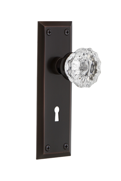 Nostalgic Warehouse New York Plate with Crystal Knob - Timeless Bronze