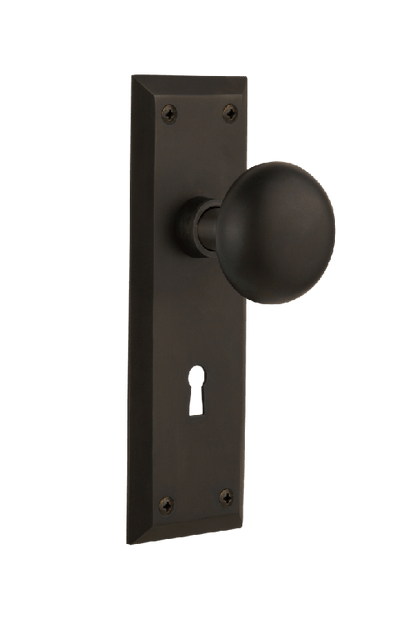 Nostalgic Warehouse New York Plate with New York Knob - Oil-Rubbed Bronze ( All Mortise Come W/ Keyhole )