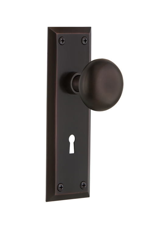 Nostalgic Warehouse New York Plate with New York Knob - Timeless Bronze