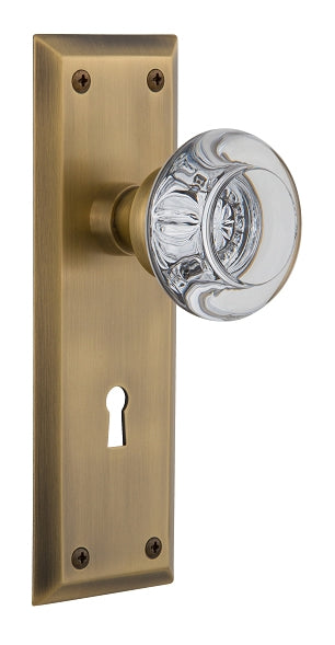 Nostalgic Warehouse New York Plate with Round Clear Crystal Knob