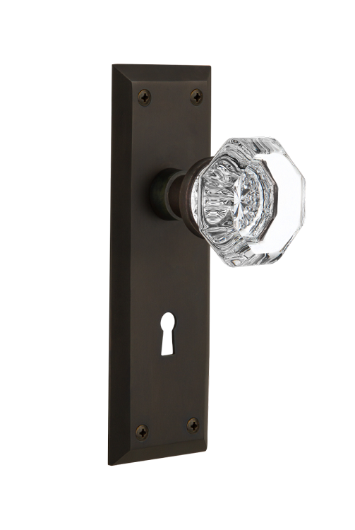 Nostalgic Warehouse New York Plate with Waldorf Knob - Oil-Rubbed Bronze ( All Mortise Come W/ Keyhole )