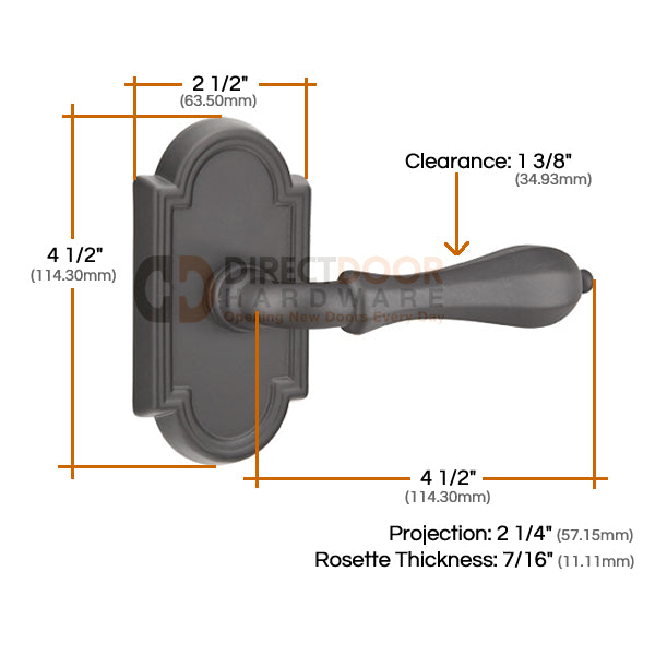 Emtek Octagon Lever with Style 11 Rosette Measurements