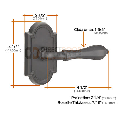 Emtek Octagon Lever with Style 11 Rosette Measurements