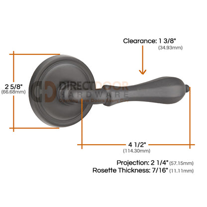 Emtek Octagon Lever with Style 12 Rosette Measurements