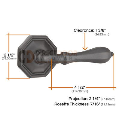 Emtek Octagon Lever with Style 15 Rosette Measurements