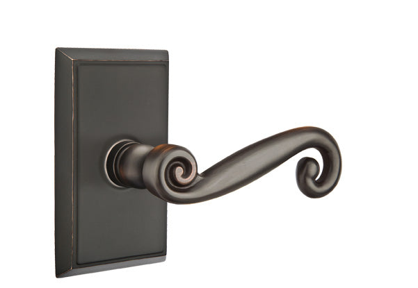 Emtek Rustic Lever Oil Rubbed Bronze-Rectangular Rosette