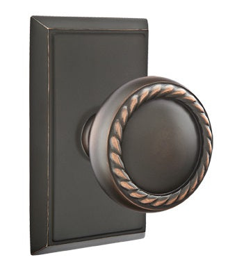 Emtek Rope Knob Oil Rubbed Bronze Rectangular Rosette