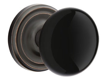 Emtek Ebony Porcelain Knob With Regular Rosette Oil Rubbed Bronze