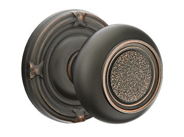 Emtek Belmont Knob Oil Rubbed Bronze Ribbon and Reed Rosette 