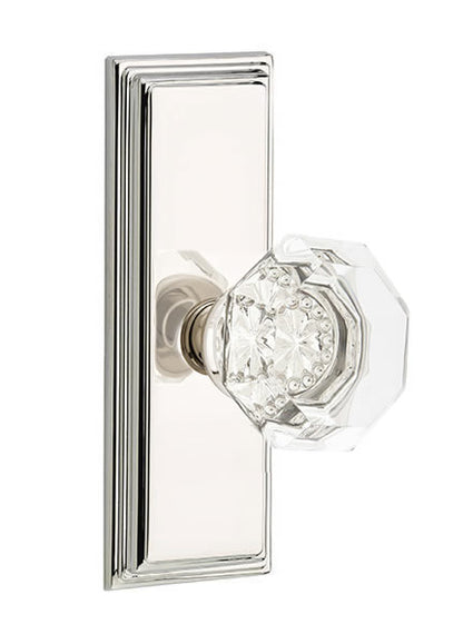 Emtek Old Town Crystal Knob with 7 Inch Wilshire Sideplate