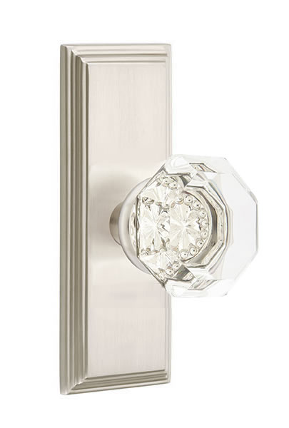 Emtek Old Town Crystal Knob with 7 Inch Wilshire Sideplate