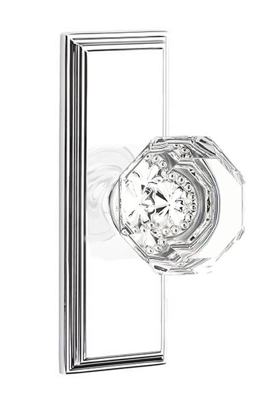 Emtek Old Town Crystal Knob with 7 Inch Wilshire Sideplate