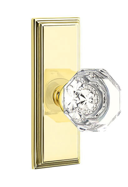 Emtek Old Town Crystal Knob with 7 Inch Wilshire Sideplate