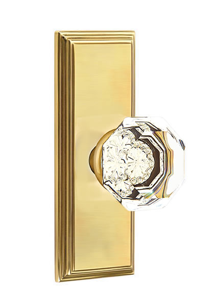 Emtek Old Town Crystal Knob with 7 Inch Wilshire Sideplate