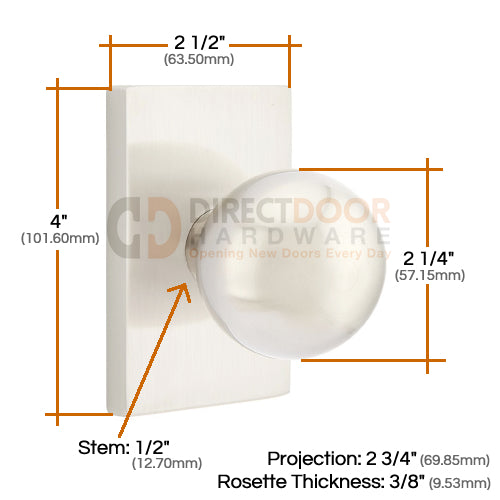 Emtek Orb Knob Specs Modern Rectangular Rosette