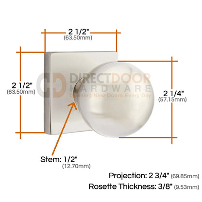 Emtek Orb Knob Specs Square Rosette