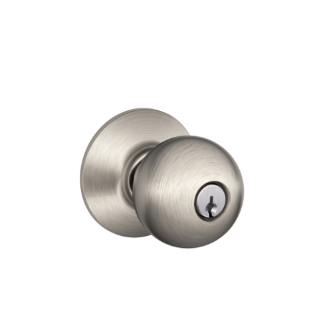 Schlage Orbit Keyed Doorknob in Satin Nickel