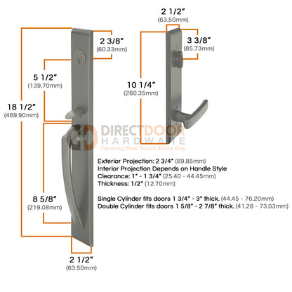 Emtek Orion Handleset Measurements