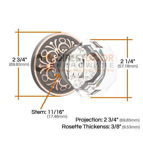 Emtek Old Town Clear Knob with Lancaster Rosette