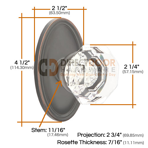 Emtek Old Town Clear Knob with Oval Rosette