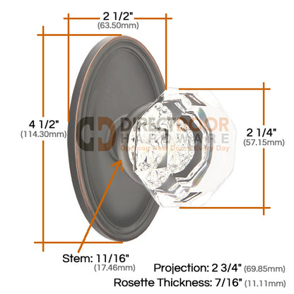 Emtek Old Town Clear Knob with Oval Rosette