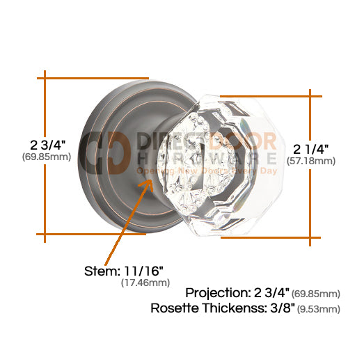 Emtek Old Town Clear Knob with Regular Rosette