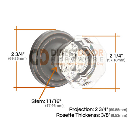 Emtek Old Town Clear Knob with Regular Rosette