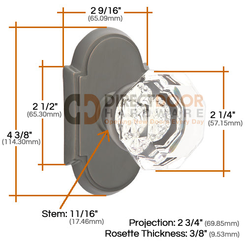 Emtek Old Town Clear Knob with Style #8 Rosette