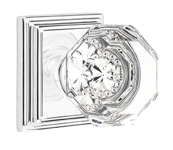 Emtek Old Town Clear Knob with Wilshire Rosette - Polished Chrome