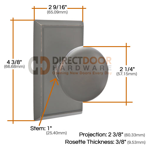 Emtek Providence Knob Specs Rectangular Rosette