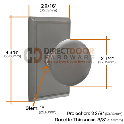 Emtek Providence Knob Specs Rectangular Rosette