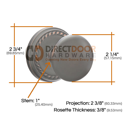 Emtek Providence Knob Specs Rope Rosette