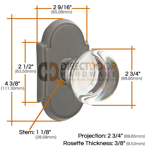 Emtek Providence Crystal Knob with Style #8 Rosette