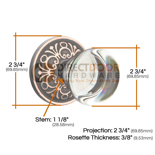 Emtek Providence Crystal Knob with Lancaster Rosette