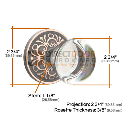 Emtek Providence Crystal Knob with Lancaster Rosette