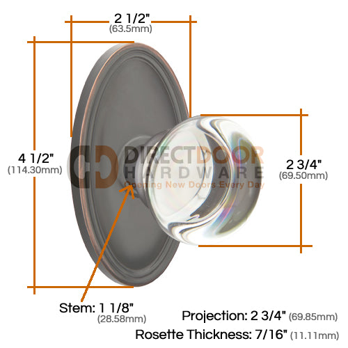 Emtek Providence Crystal Knob with Oval Rosette