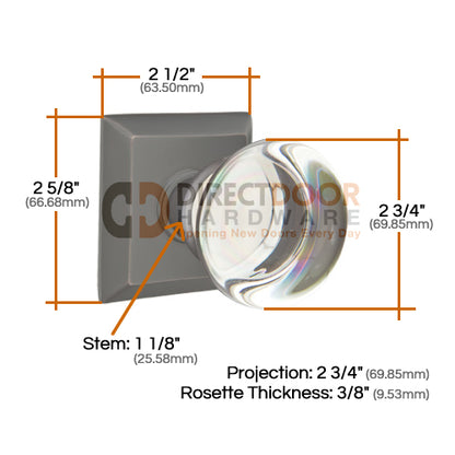 Emtek Providence Crystal Knob with Sandcast Bronze Style 6 Rosette