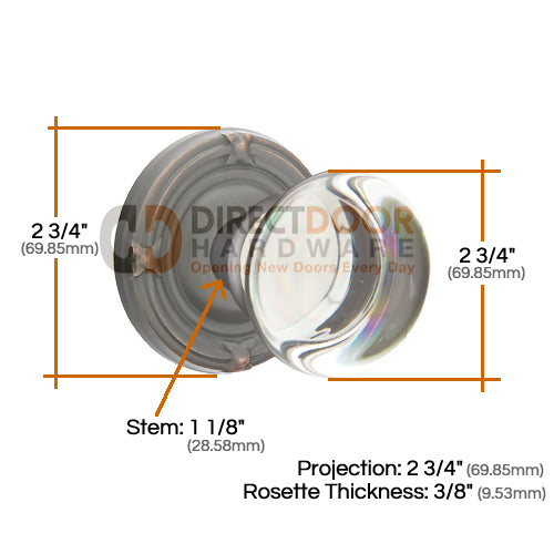 Emtek Providence Crystal Knob with Ribbon & Reed Rosette