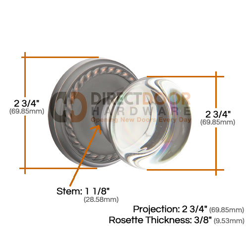 Emtek Providence Crystal Knob with Rope Rosette