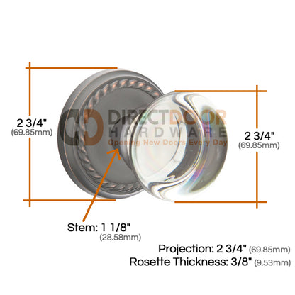 Emtek Providence Crystal Knob with Rope Rosette