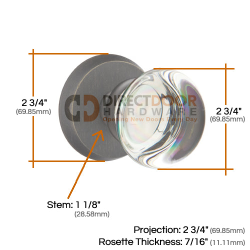 Emtek Providence Crystal Knob with Sandcast Bronze Style 2 Rosette