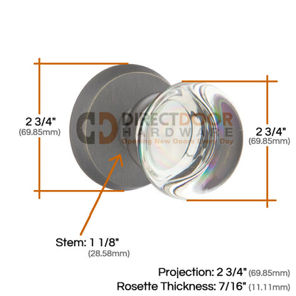 Emtek Providence Crystal Knob with Sandcast Bronze Style 2 Rosette