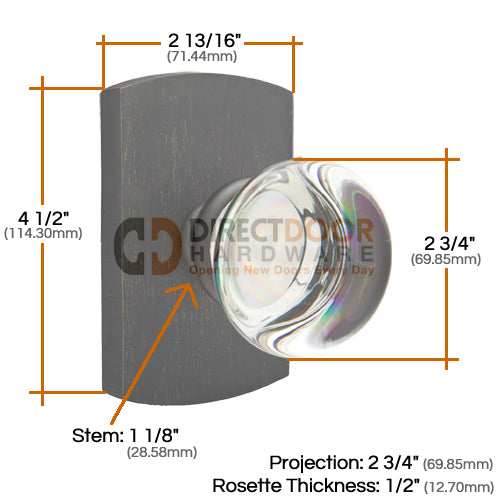 Emtek Providence Crystal Knob with Sandcast Bronze Style 4 Rosette