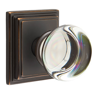 Emtek Providence Crystal Knob with Wilshire Rosette - Oil Rubbed Bronze