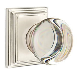 Emtek Providence Crystal Knob with Wilshire Rosette - Satin Nickel