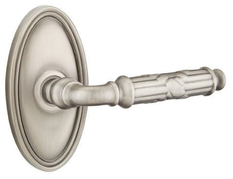 Emtek Ribbon and Reed Lever Pewter-Oval Rosette
