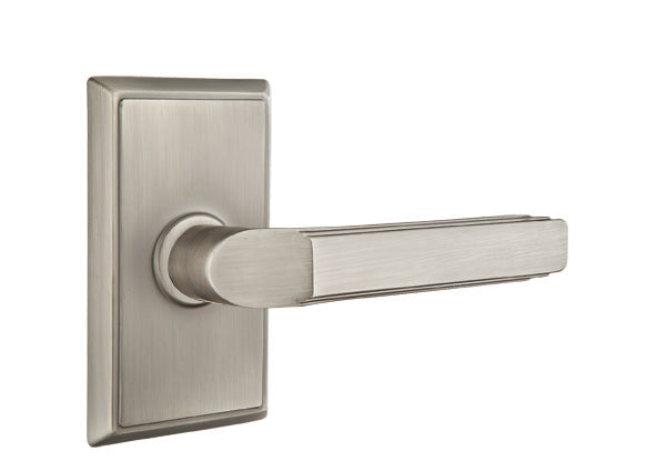 Emtek Milano Lever - Rectangular Rosette - Pewter