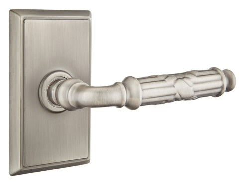 Emtek Ribbon and Reed Lever Pewter-Rectangular Rosette