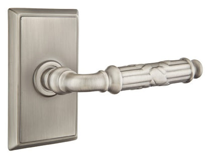 Emtek Ribbon and Reed Lever Pewter-Rectangular Rosette