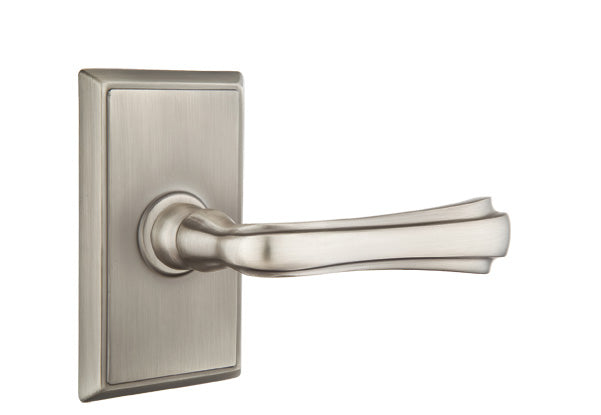 Emtek Wembley Lever with Rectangular Rosette in Pewter
